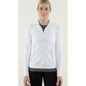Lululemon Winter Sprinter Pullover Sz 10 Athletic Yoga‎ 1/2 Zip Off White